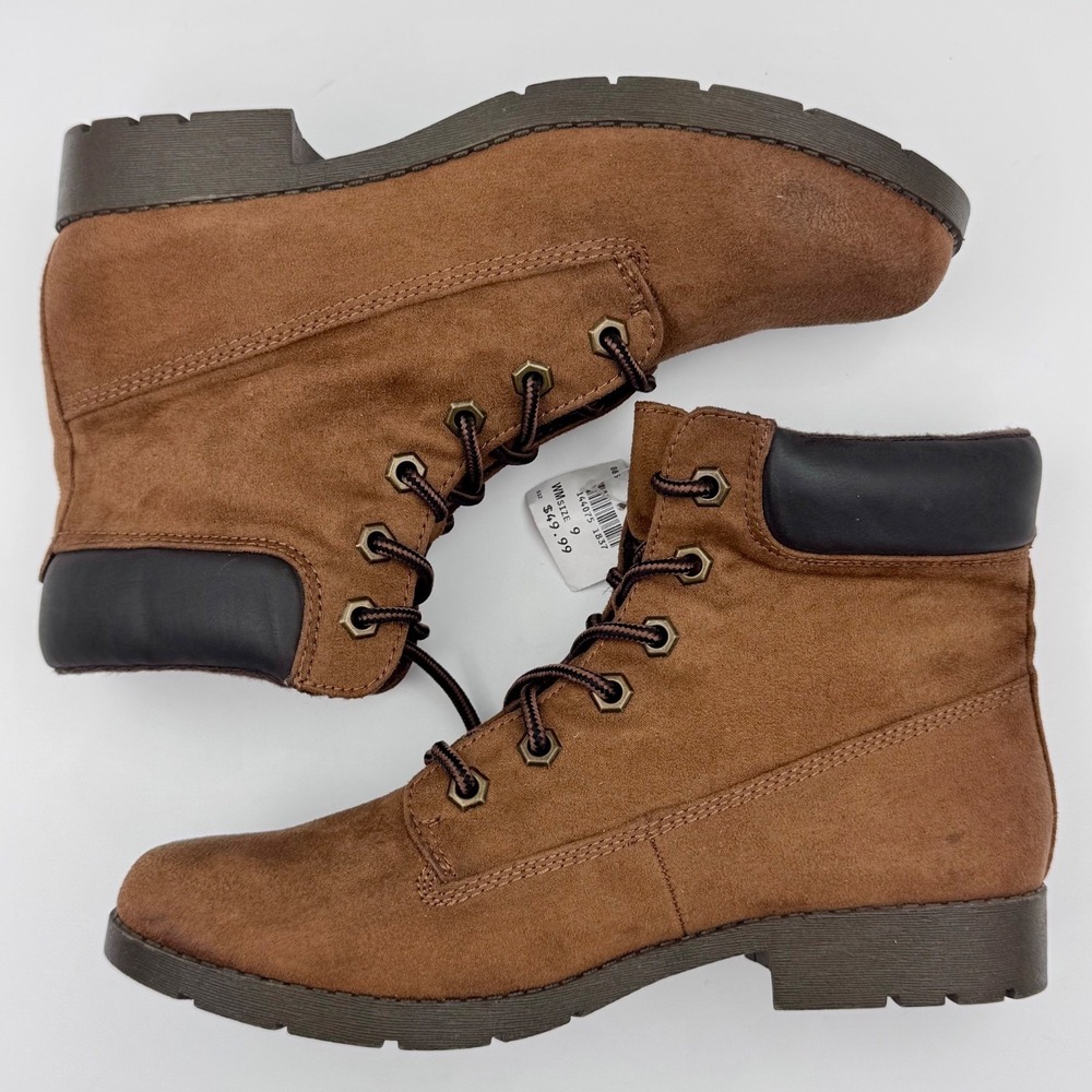 NWOB American Eagle Womens Brown‎ Faux Suede Lace Up Combat Ankle Boots Size 9